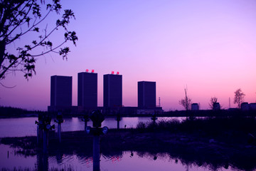 大庆 时代广场 万宝湖 夜景