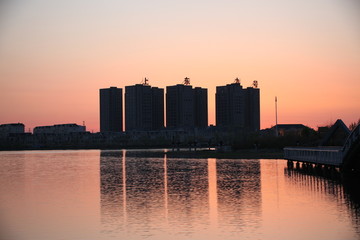 大庆 时代广场 万宝湖 夜景