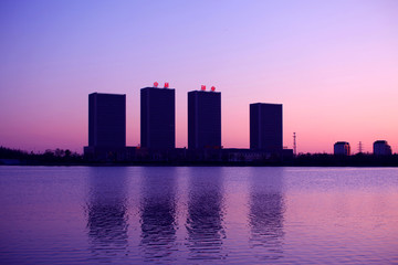 大庆 时代广场 万宝湖 夜景