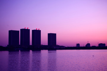 时代广场 万宝湖 夜景