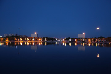 大庆 时代广场 万宝湖 夜景