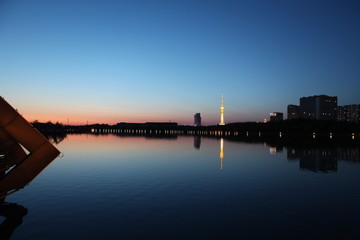 大庆 时代广场 万宝湖 夜景