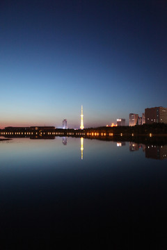 大庆 时代广场 万宝湖 夜景