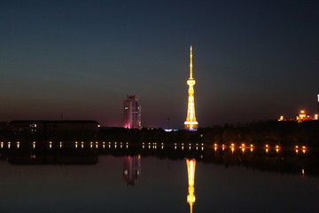 大庆 时代广场 万宝湖 夜景