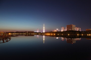 大庆 时代广场 万宝湖 夜景