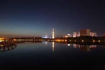 大庆 时代广场 万宝湖 夜景