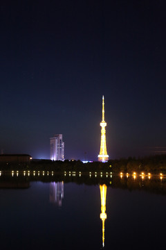 大庆 时代广场 万宝湖 夜景