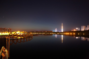 大庆 时代广场 万宝湖 夜景