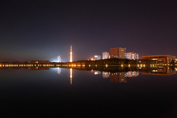 大庆 时代广场 万宝湖 夜景