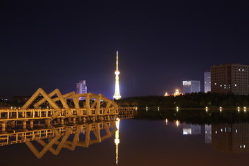 大庆 时代广场 万宝湖 夜景