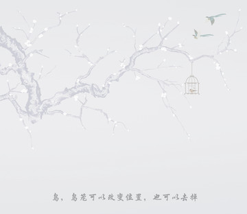 花鳥(niǎo)背景墻 花鳥(niǎo)壁畫(huà) 墻紙