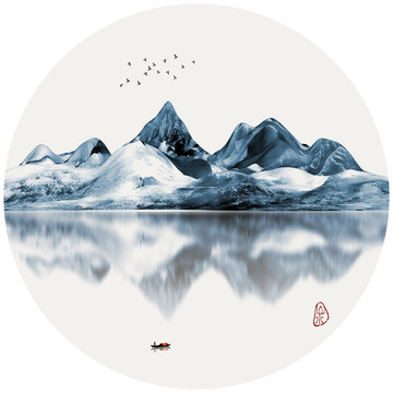 抽象意境山水裝飾畫 新中式山水
