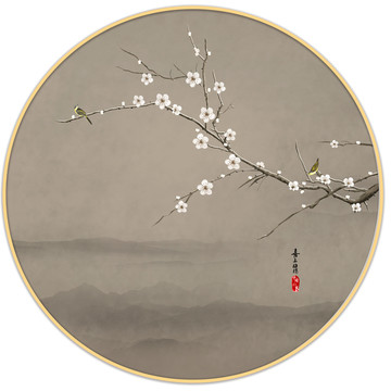 喜上梅梢 手繪花鳥裝飾畫