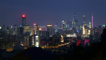 广州白云山俯瞰城市风光夜景