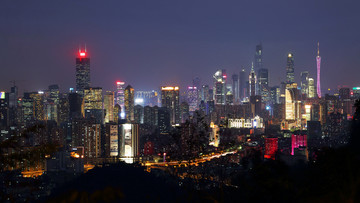 广州白云山俯瞰城市风光夜景