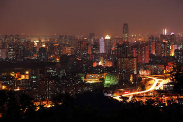 广州白云山俯瞰城市风光夜景