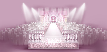 紫色粉色公主城堡梦幻婚礼手绘效