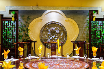 中式装修酒店 中国风酒店 餐桌