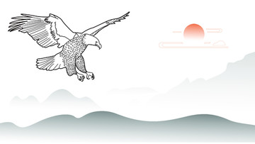 老鷹水墨畫(huà) 水墨山水畫(huà) 老鷹
