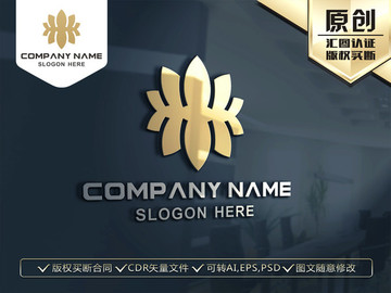 蓮花LOGO 金色蓮花標(biāo)志
