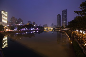 成都锦江城市风光夜景