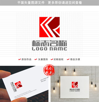 KR字母RK标志方形logo