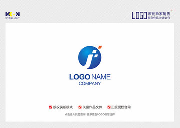 字母J 圓形 科技 logo