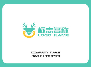 抽象的鹿头鹿角LOGO