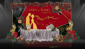紅黑金婚禮簽到