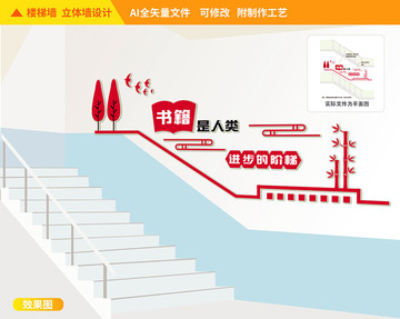 讀書知識樓道校園文化墻