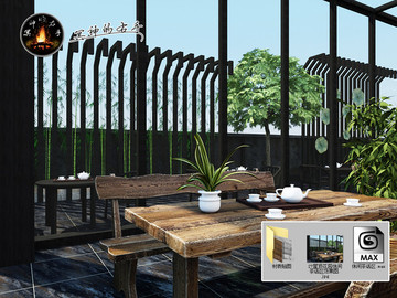 屋顶花园休闲区效果图3D模型