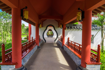 中式走廊 月洞门
