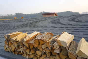 韩国私人别墅 屋顶露台 柴火木