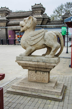 古代神兽白虎左侧全景雕塑