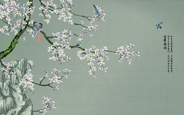 手繪花鳥壁畫