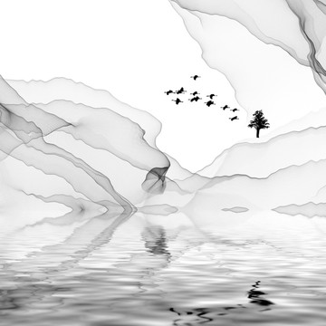 水墨山水 合層