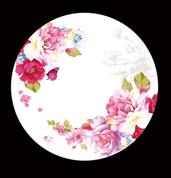 圓盤 水彩花