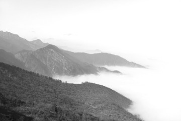 黑白风光素材 云海 雪山