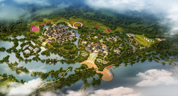 生態(tài)旅游小鎮(zhèn)鳥(niǎo)瞰圖