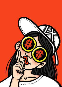 搞怪戴眼鏡賣萌女孩