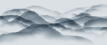 山水水墨意境遠山