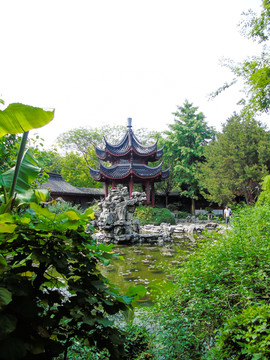 上海古华公园亭子园林景观摄影图
