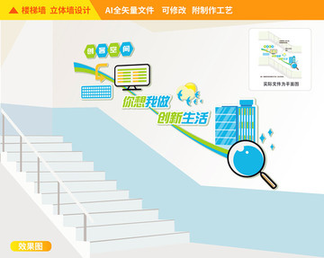 创客空间楼梯文化墙