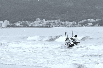 渔民生活黑白摄影