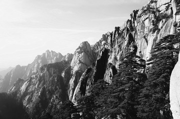 黃山黑白水墨