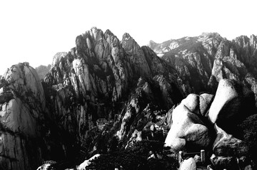 黃山黑白水墨