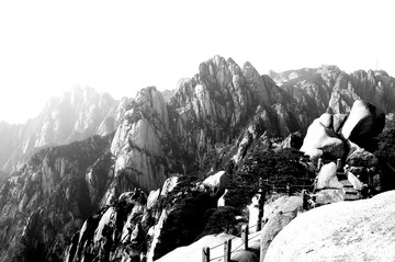 黃山黑白水墨