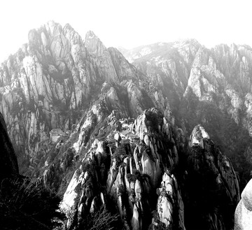 黃山黑白水墨