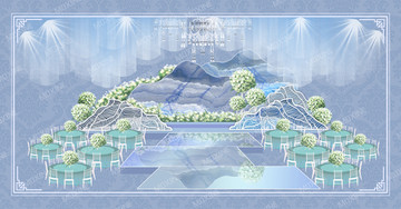 高端自然藍(lán)主題婚禮背景