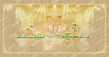 金葉設(shè)計主題婚禮合影背景